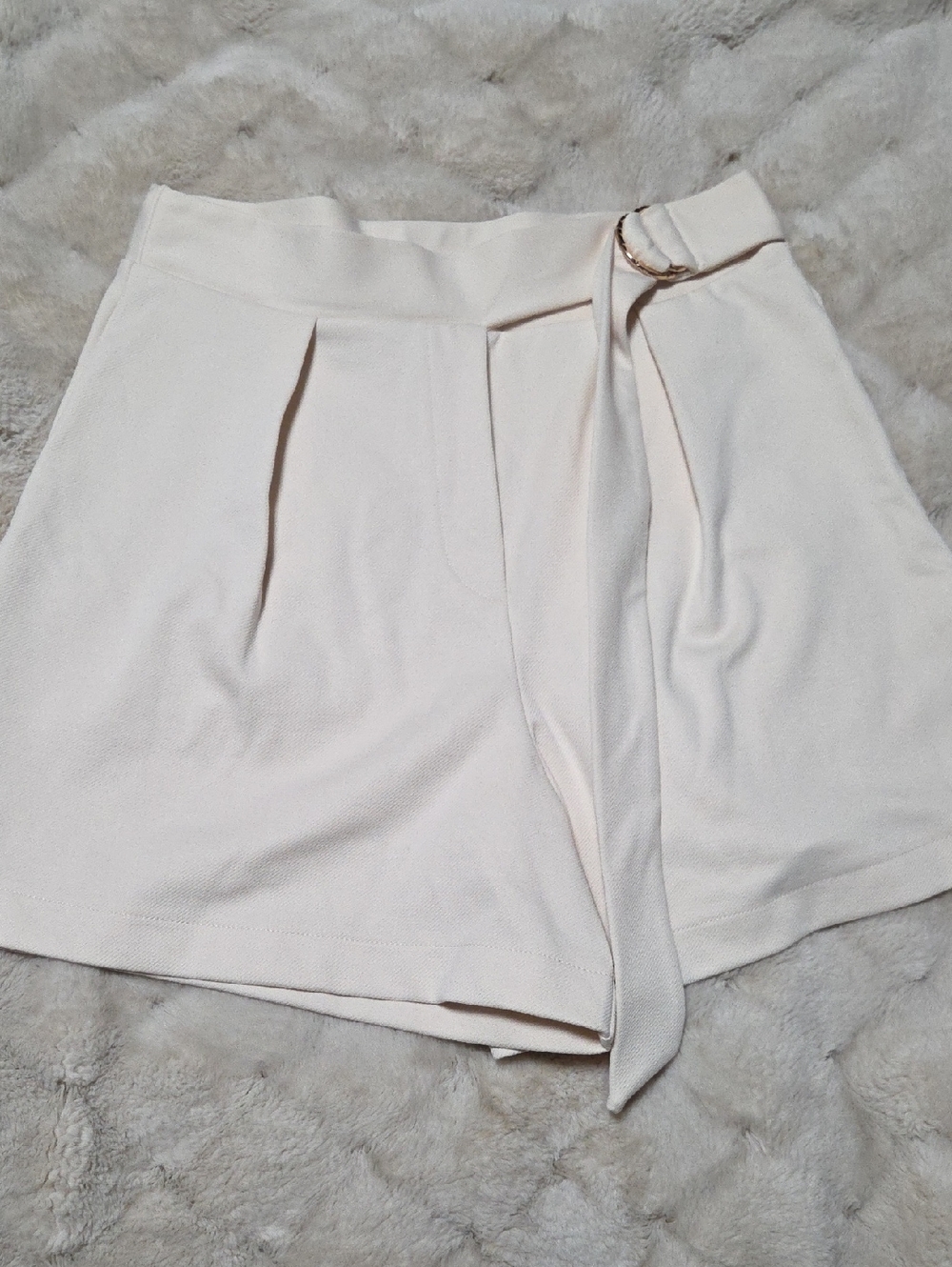 H&M Cream High-Waist Skort with Tie Belt